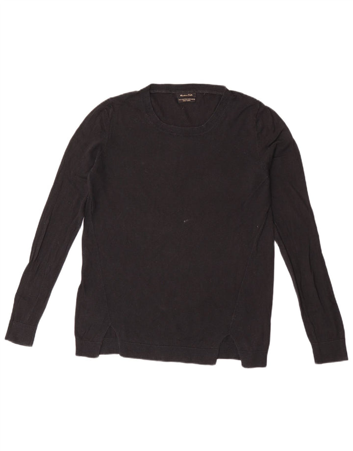 Maglione maglione girocollo da donna Massimo Dutti UK 14 cotone nero medio