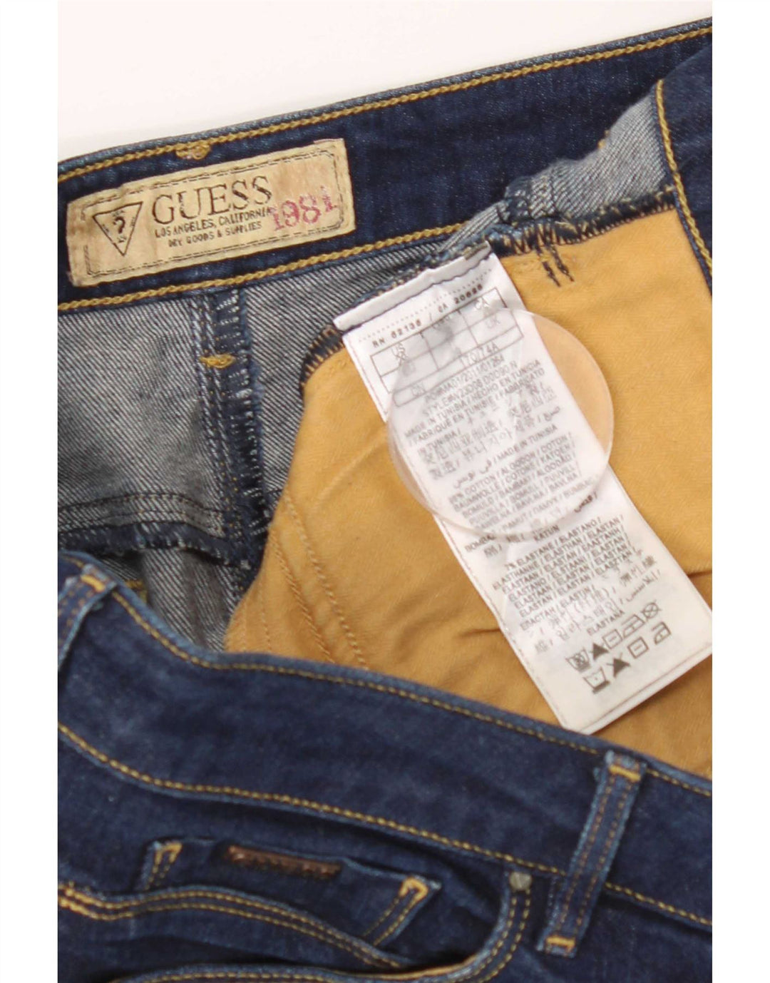 Mini gonna di jeans da donna Guess W29 in cotone blu medio