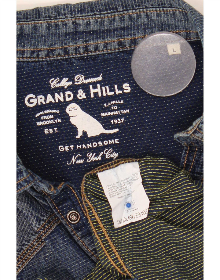 Camicia di jeans da uomo Grand & Hills grande in cotone blu