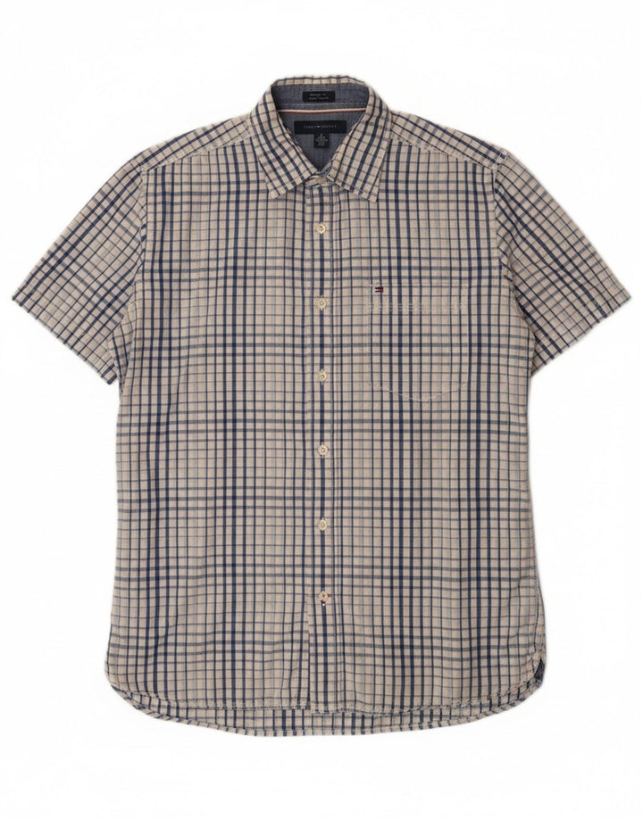 TOMMY HILFIGER Mens Custom Fit Shirt Medium Blue Check Classic