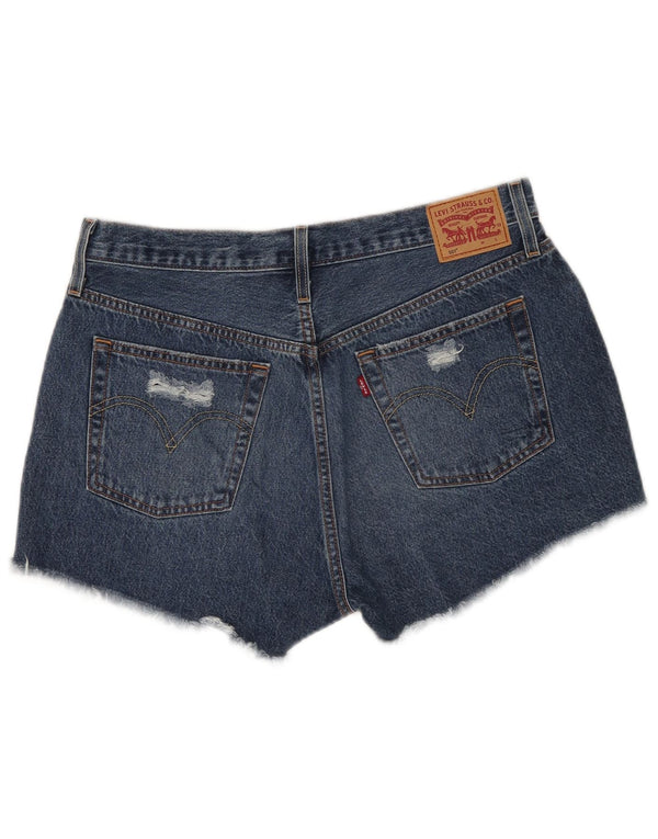 Pantaloncini Levi's da donna 501 in denim invecchiato W32 grande cotone blu