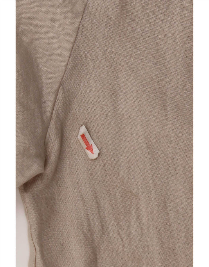 Camicetta Camicia Vintage da Donna IT 44 Lino Grigio Medio