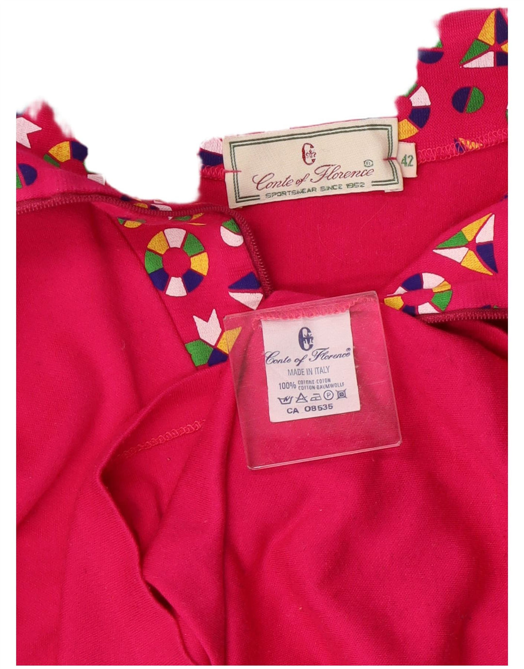 Top Donna Manica Lunga Conte of Florence IT 42 Cotone Rosa Medio