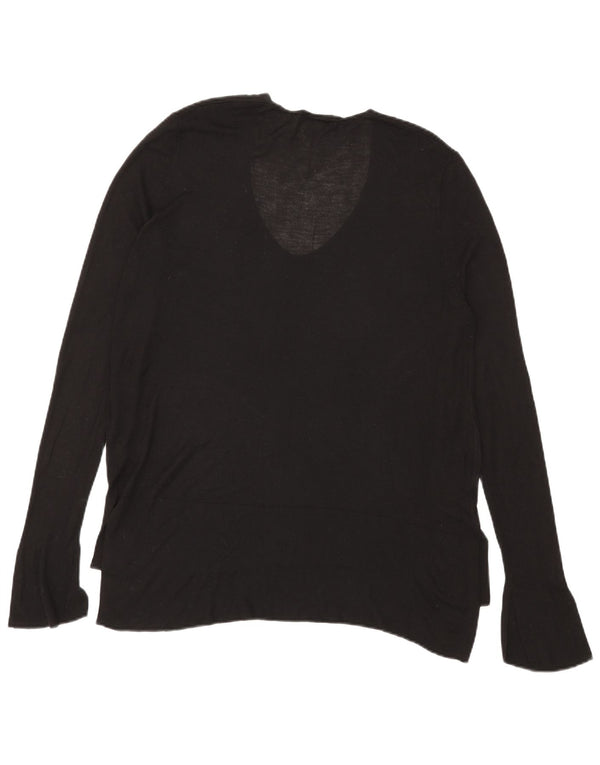 Zara Womens Top Long Sleeve UK 16 Large Black Viscose
