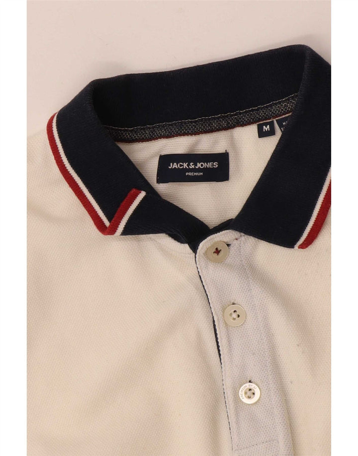 Polo da uomo Jack & Jones color block bianco medio