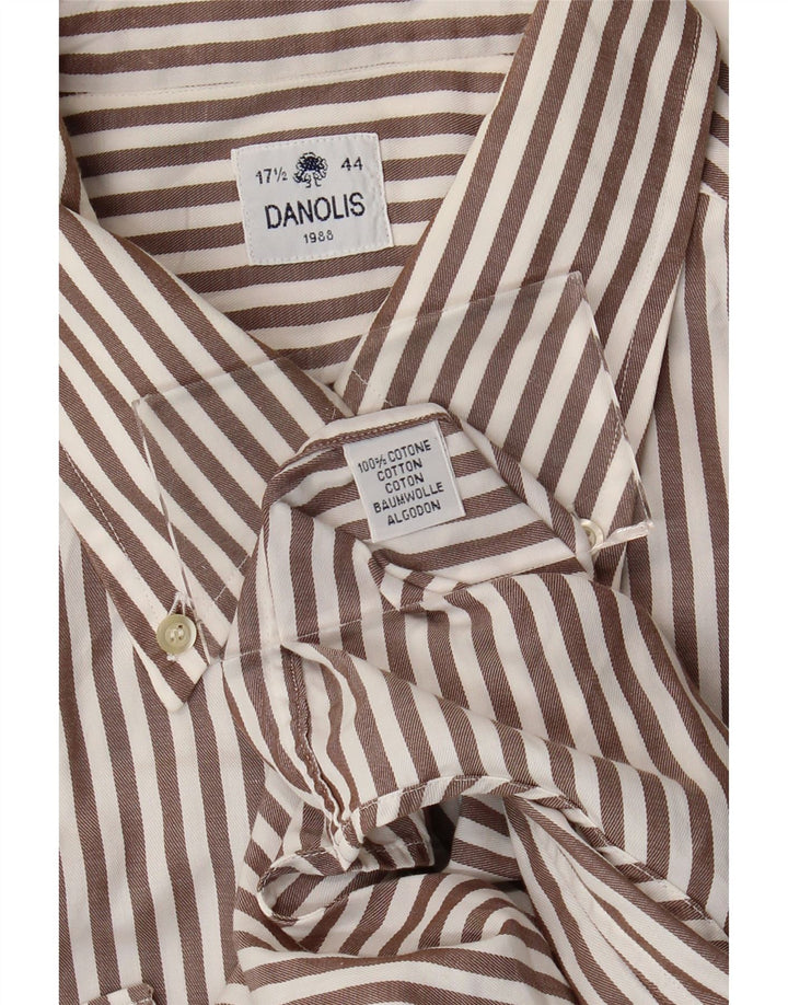 Camicia da uomo Danolis taglia 44 17 1/2 XL cotone a righe marrone