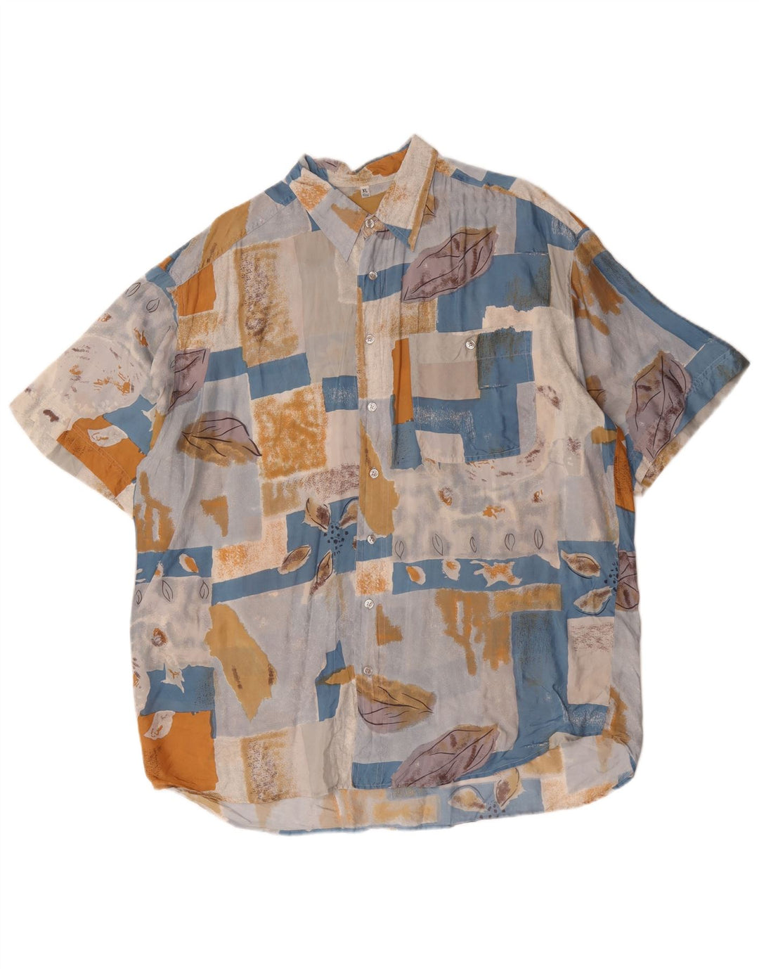 Camicia vintage da uomo con motivo astratto taglia 43/44 XL multicolore