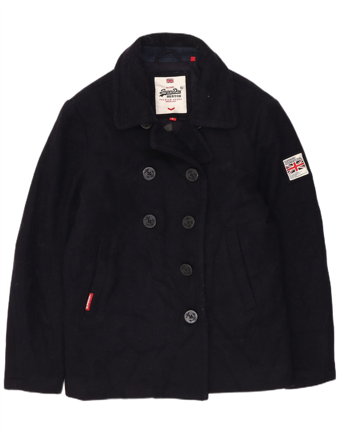 Cappotto da marinaio da donna Superdry UK 18 XL lana blu navy