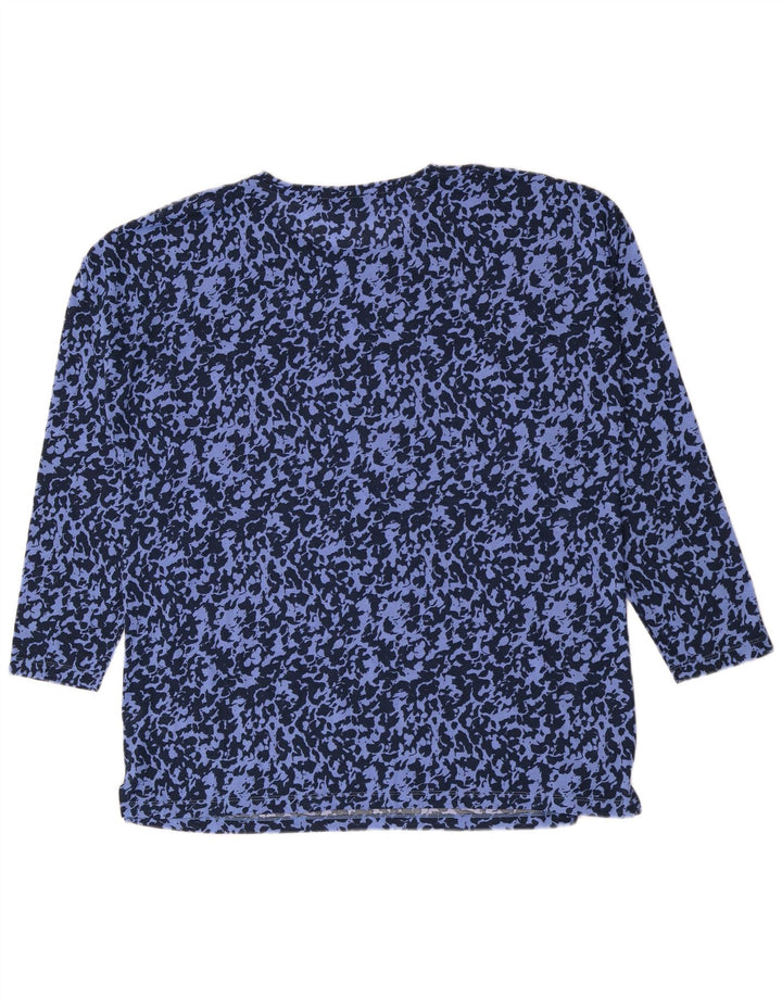 Marks & Spencer Top da donna a maniche lunghe UK 16 grande stampa animalier blu