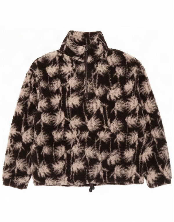 Maglione in pile oversize con zip e collo oversize da donna Billabong UK 16 Grande floreale nero
