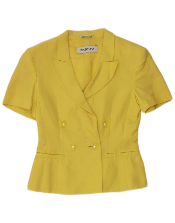 Giacca blazer a maniche corte da donna Sportmax UK 10 piccola gialla