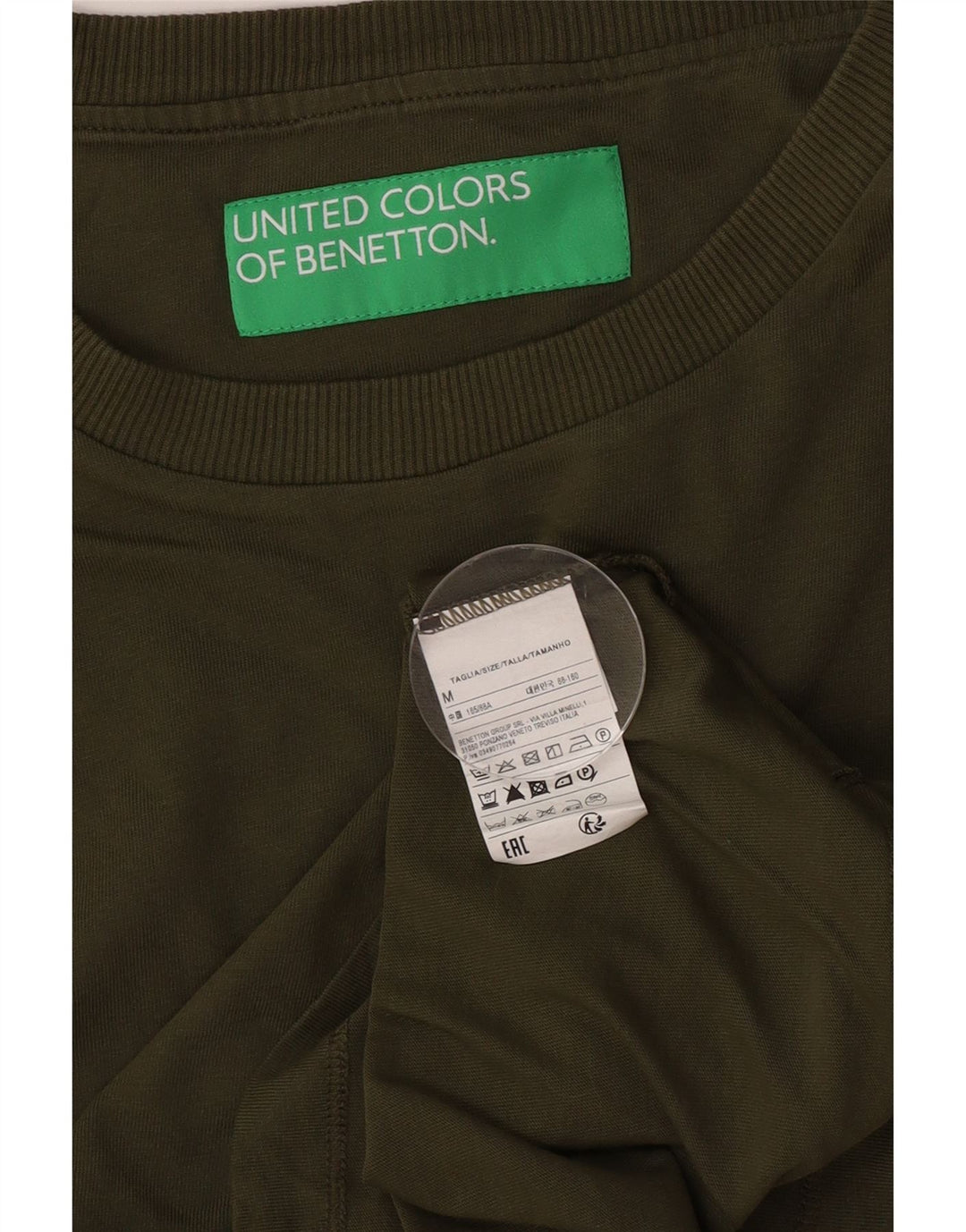 T-shirt da donna Benetton Top UK 14 cotone kaki medio