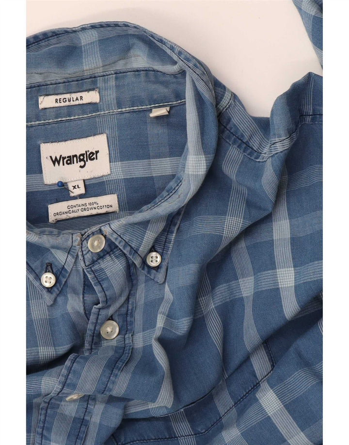 Camicia Wrangler da uomo vestibilità regolare XL in cotone a quadri blu