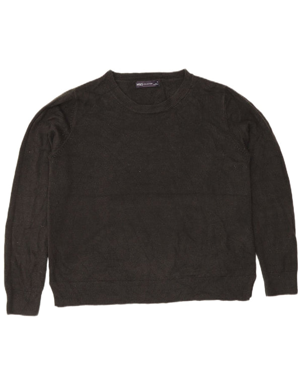 Maglione maglione girocollo da donna Marks & Spencer UK 16 grande acrilico nero