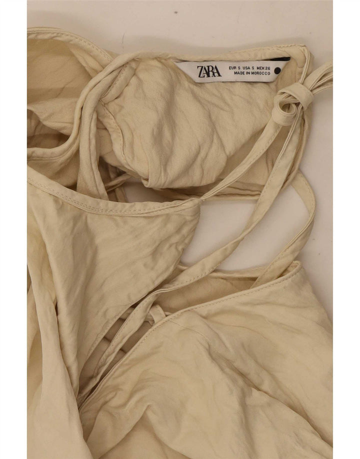 Top alla caviglia da donna Zara UK 10 piccolo in viscosa bianco sporco