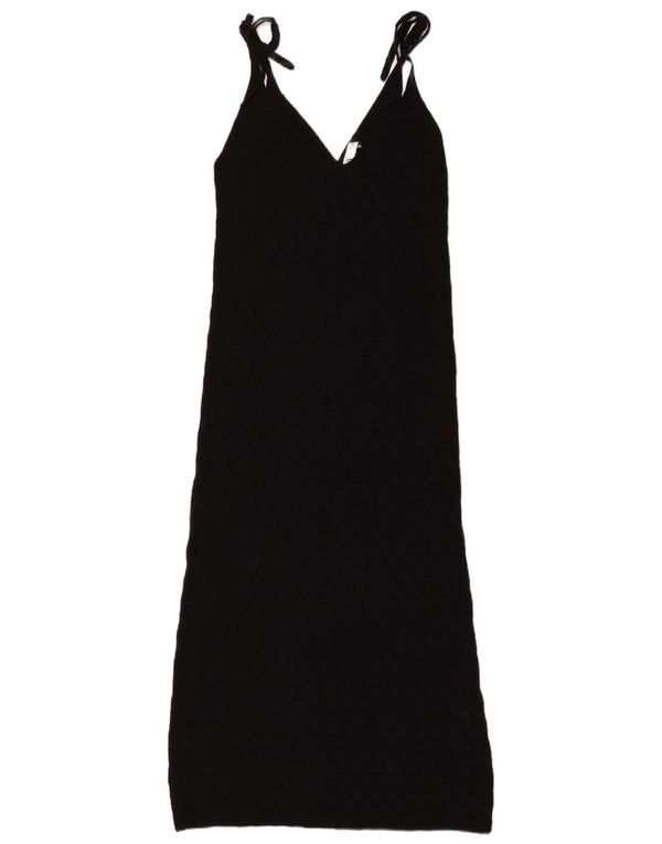 Vestito lungo in maglia trasparente da donna Zara UK 10 piccolo in cotone nero