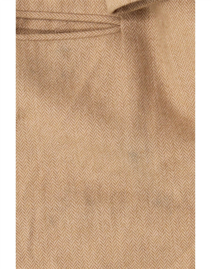 Cappotto da donna Marks & Spencer UK 16 Large Beige in lana a spina di pesce