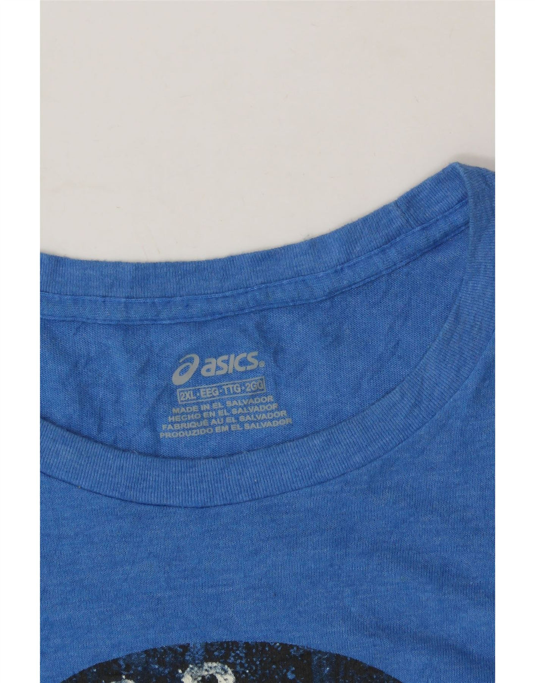 ASICS Mens Big & Tall Graphic T-Shirt Top 2XL Blue Vintage Asics and Second-Hand Asics from Messina Hembry 