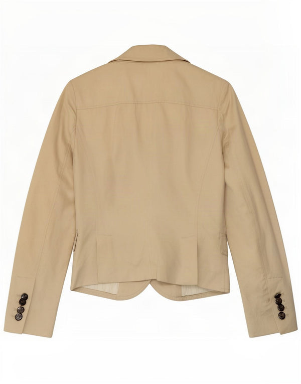 Massimo Dutti Giacca blazer a 2 bottoni da donna UK 12 Cotone beige medio