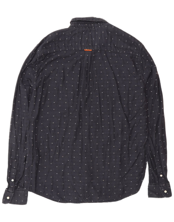 Camicia da uomo Regular Fit SUPERDRY XL in cotone maculato blu navy