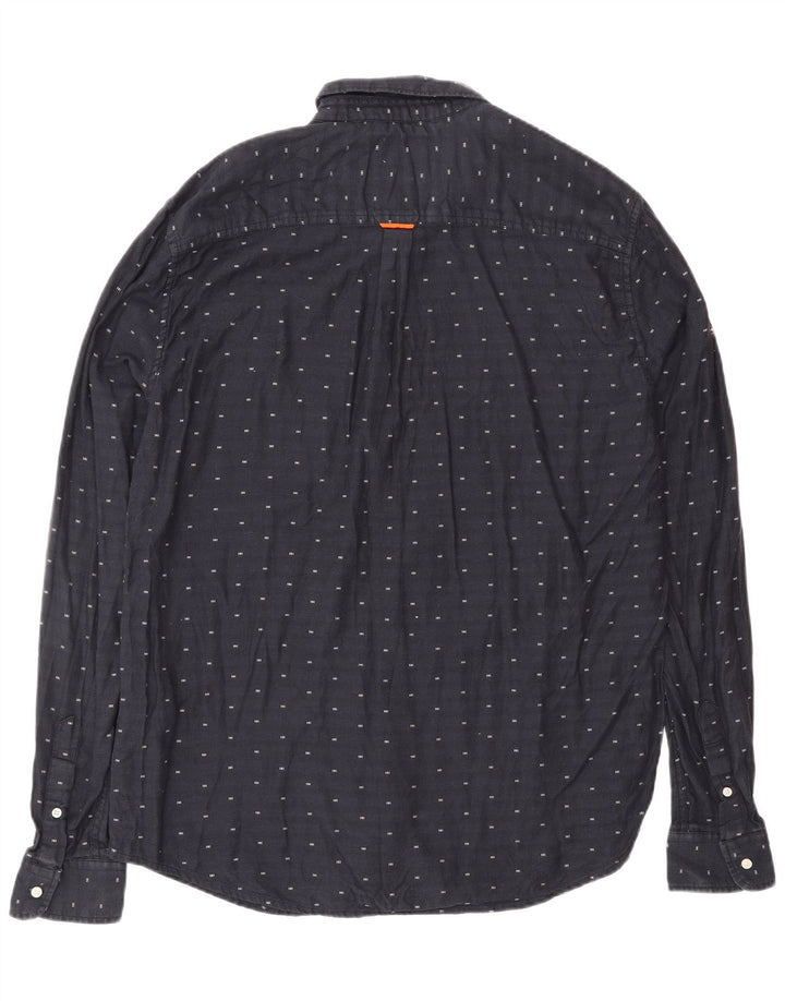 Camicia da uomo Regular Fit SUPERDRY XL in cotone maculato blu navy