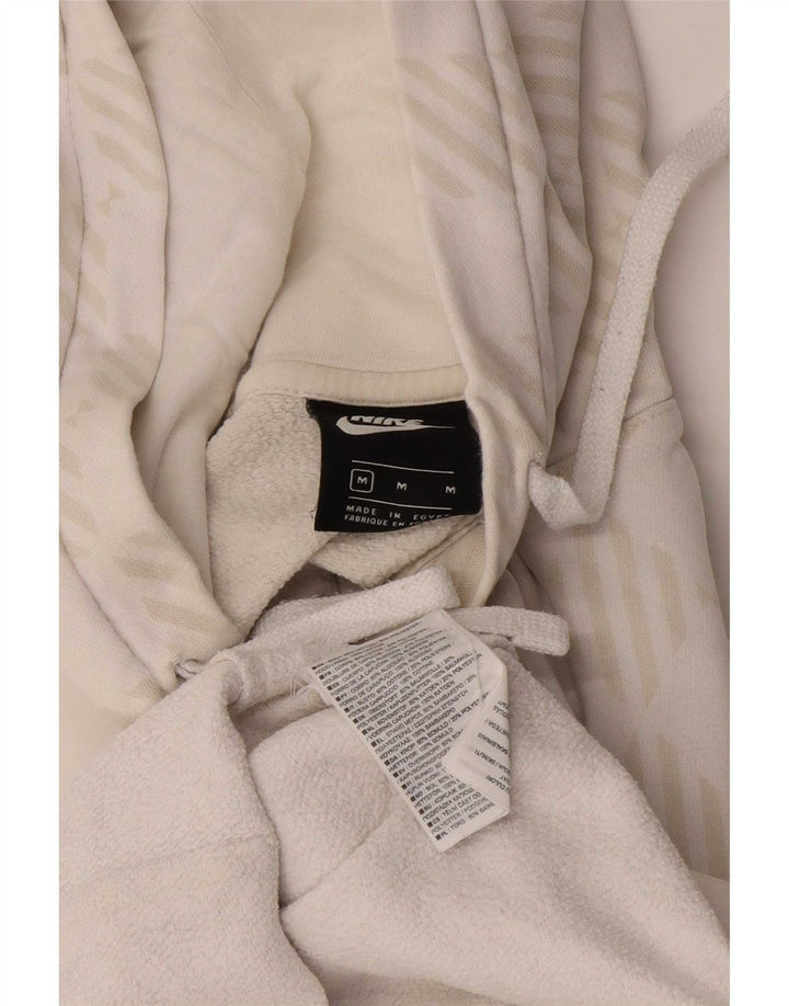 Felpa con cappuccio oversize da donna Nike UK 14 cotone geometrico bianco medio
