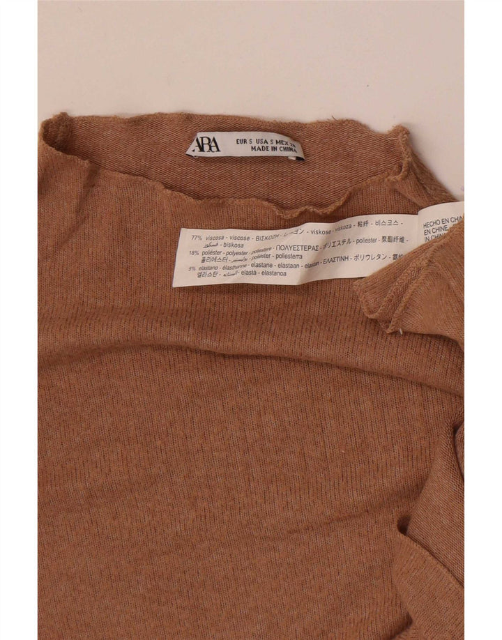 Top Zara da donna a maniche lunghe UK 10 Small Beige Viscosa