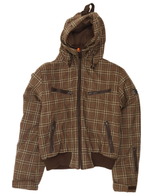 Giacca bomber con cappuccio da uomo Canadiens UK 38 poliestere a quadri kaki medio