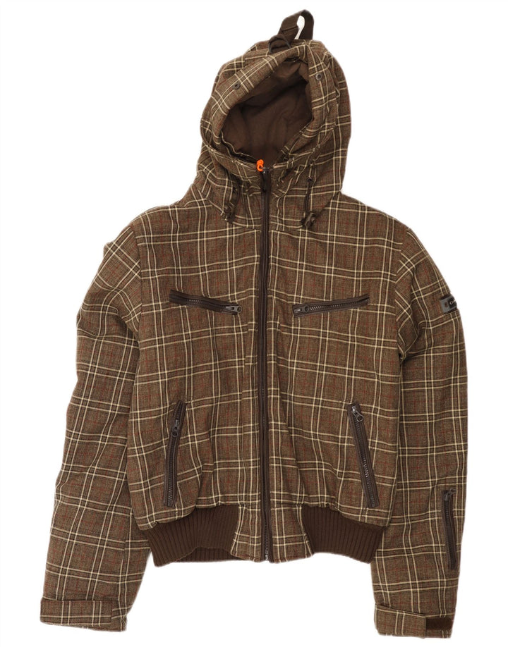 Giacca bomber con cappuccio da uomo Canadiens UK 38 poliestere a quadri kaki medio