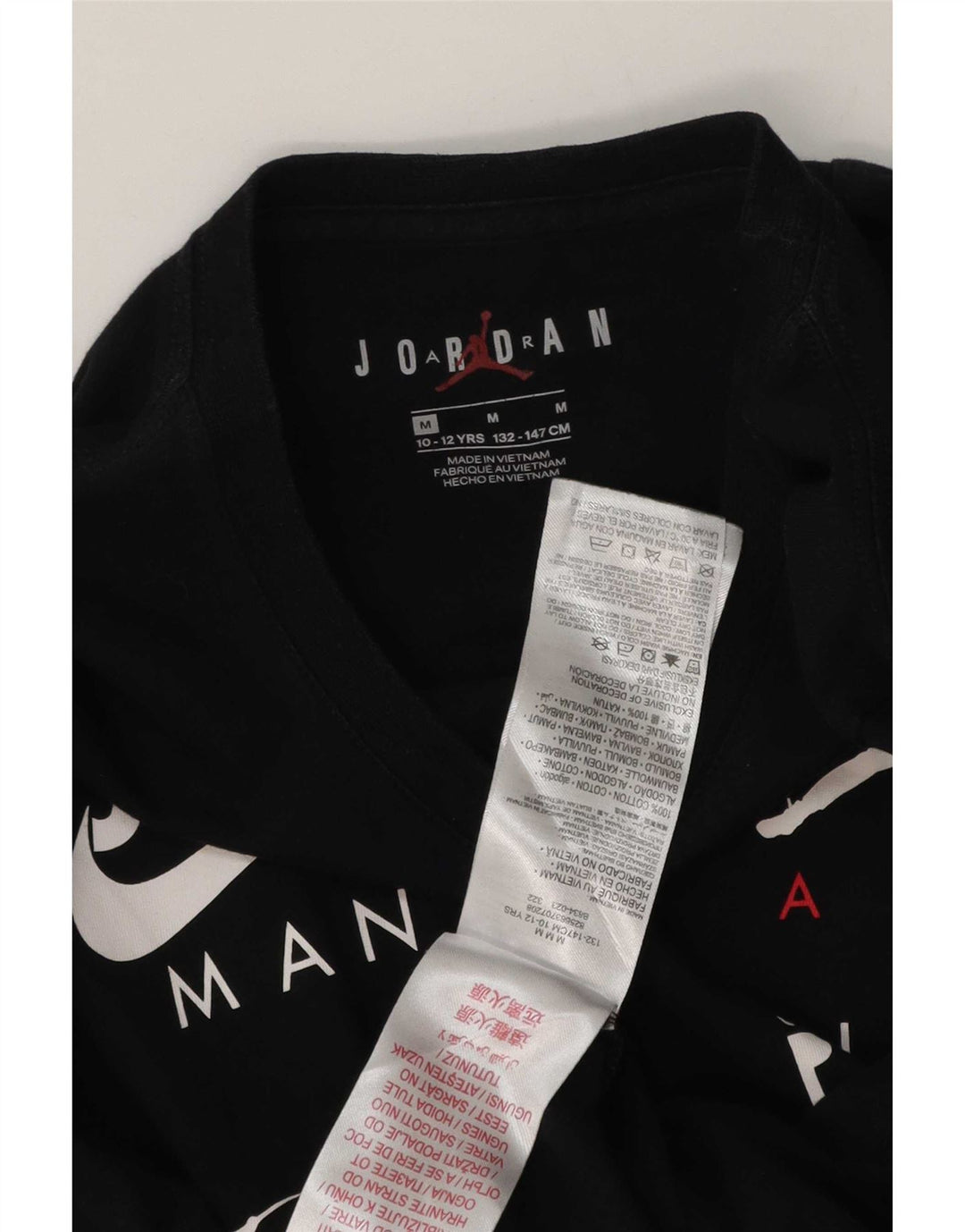 Top grafico Jordan da ragazzo a manica lunga 10-11 anni, cotone nero medio