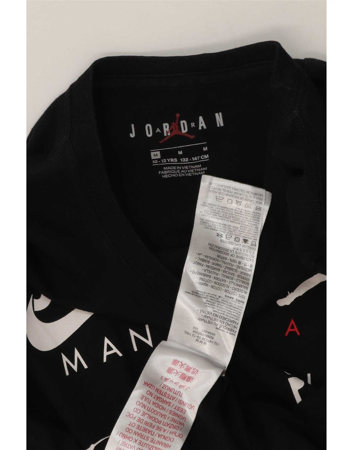 Top grafico Jordan da ragazzo a manica lunga 10-11 anni, cotone nero medio
