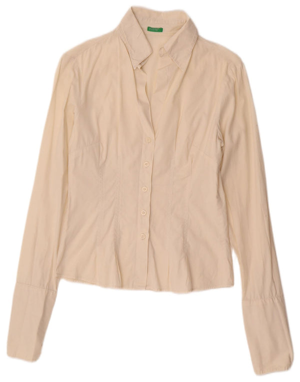 Camicia formale da donna Benetton UK 6 XS cotone bianco sporco