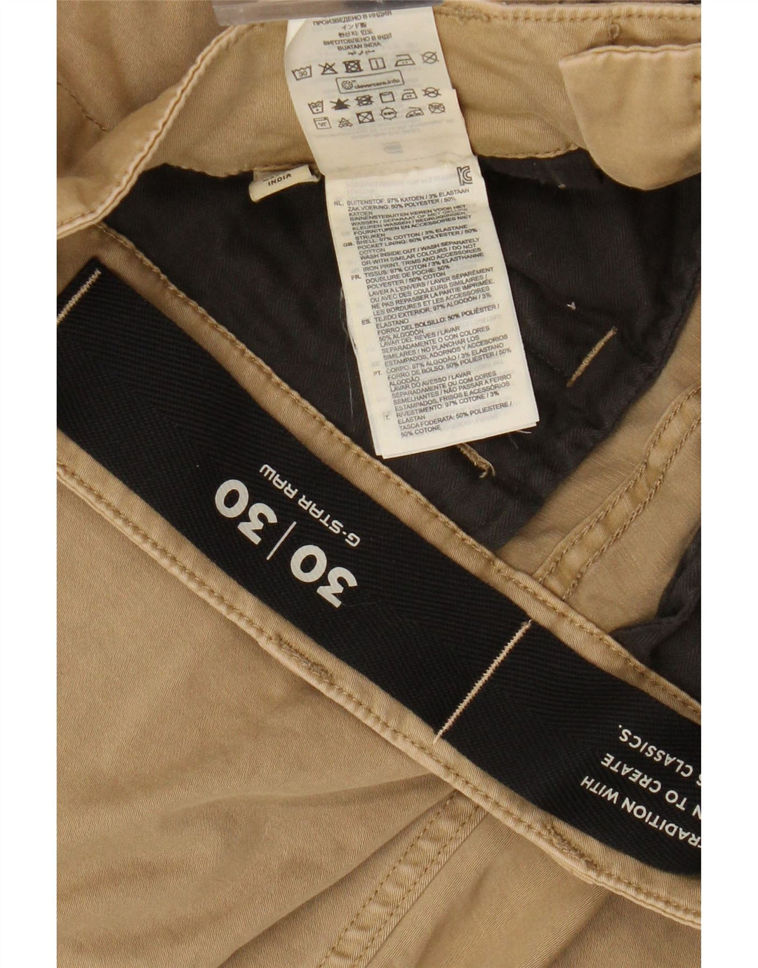 Pantaloni cargo slim classici da uomo G-STAR W30 L30 in cotone beige