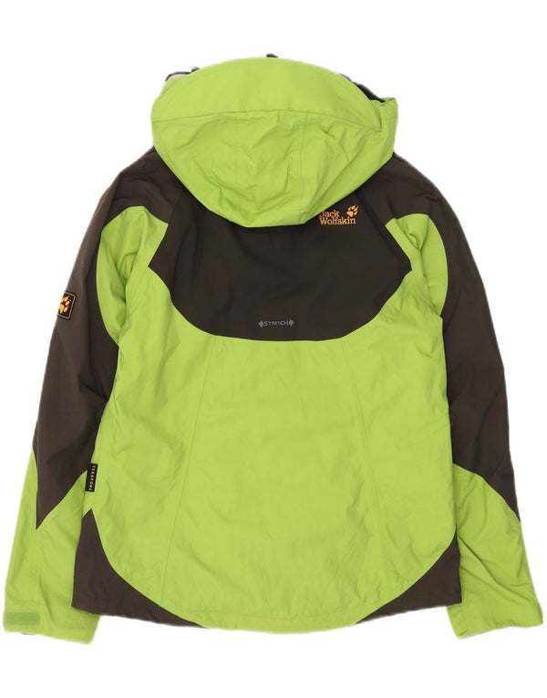 Giacca antipioggia con cappuccio da donna Jack Wolfskin UK 12/14 Colore verde medio