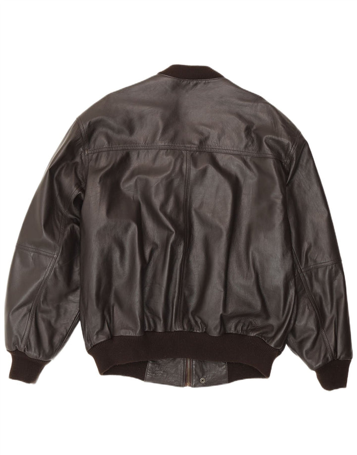 Giacca in pelle vintage da uomo UK 40 grande in pelle marrone