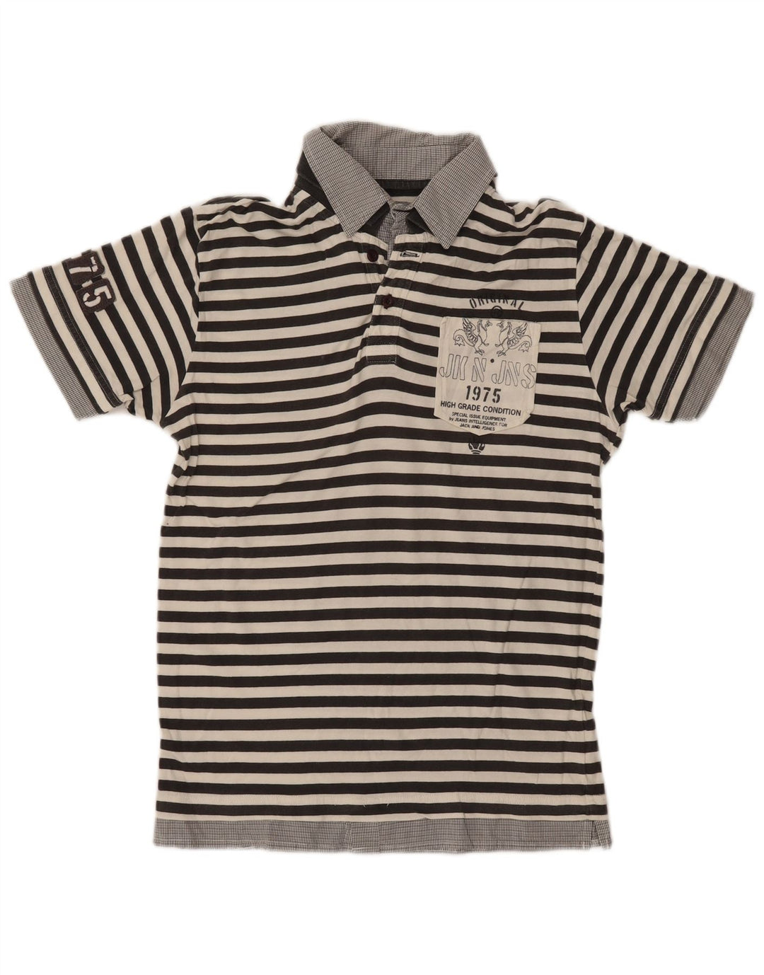JACK & JONES Polo grafica da uomo a righe grigio medio