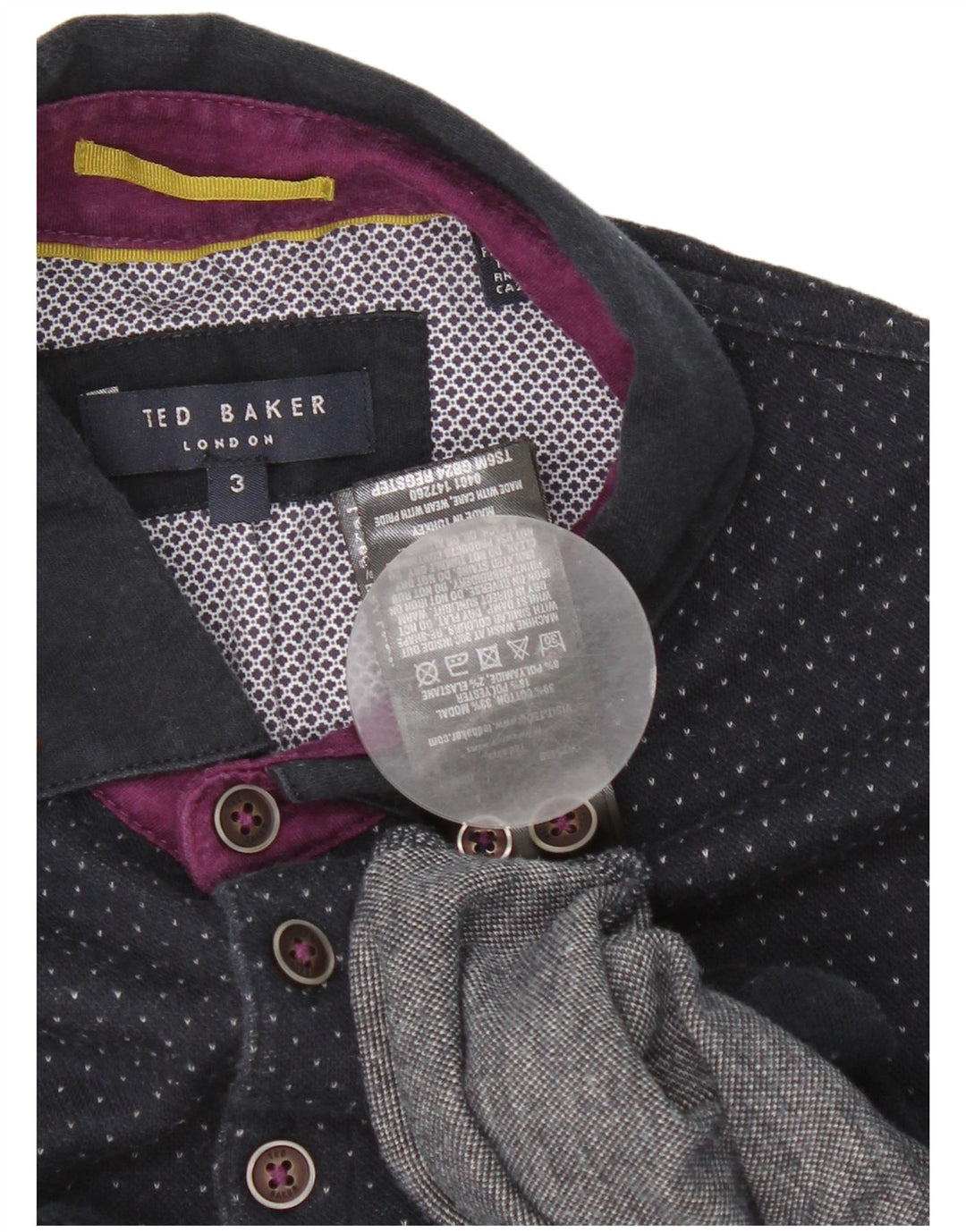 Polo da uomo Ted Baker taglia 3 media cotone maculato blu navy