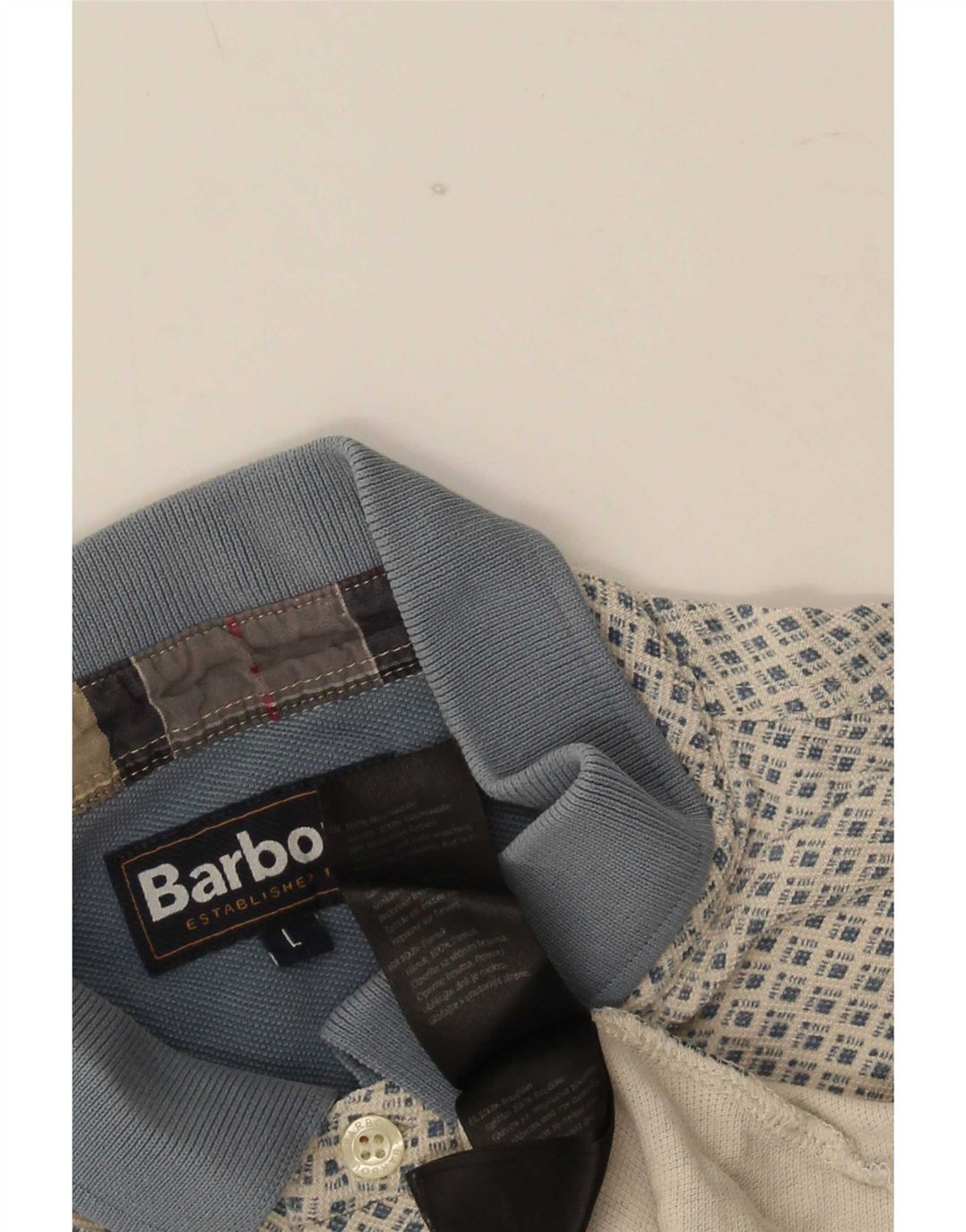 Polo da uomo Barbour grande in cotone geometrico grigio