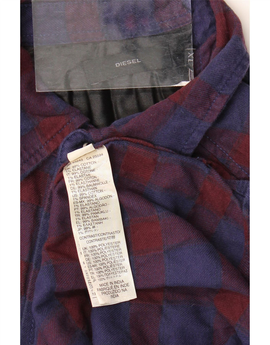 Camicia Diesel da uomo in flanella XL in cotone a quadri blu navy