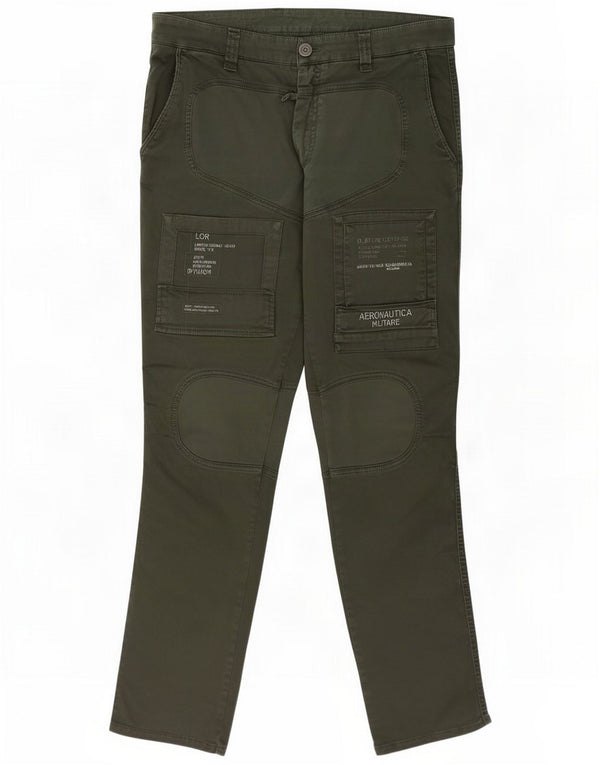 Aeronautica Militare Mens Graphic Cargo Trousers IT 52 XL W36 L33 Khaki