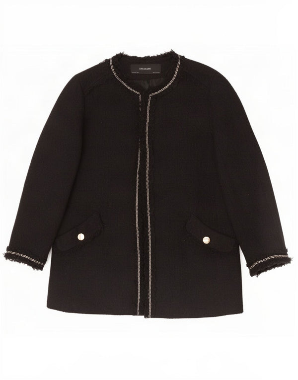 Giacca blazer aperta da donna Zara UK 14 grande acrilico nero