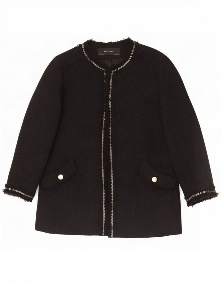 Giacca blazer aperta da donna Zara UK 14 grande acrilico nero