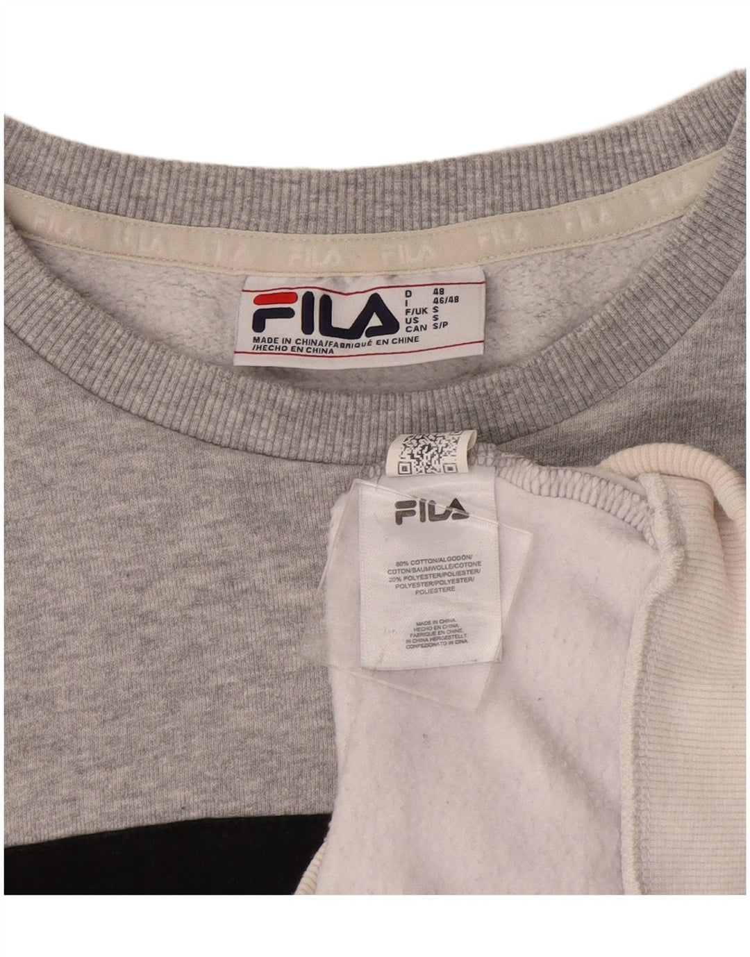 Fila Felpa grafica da uomo Maglione piccolo in cotone color block grigio