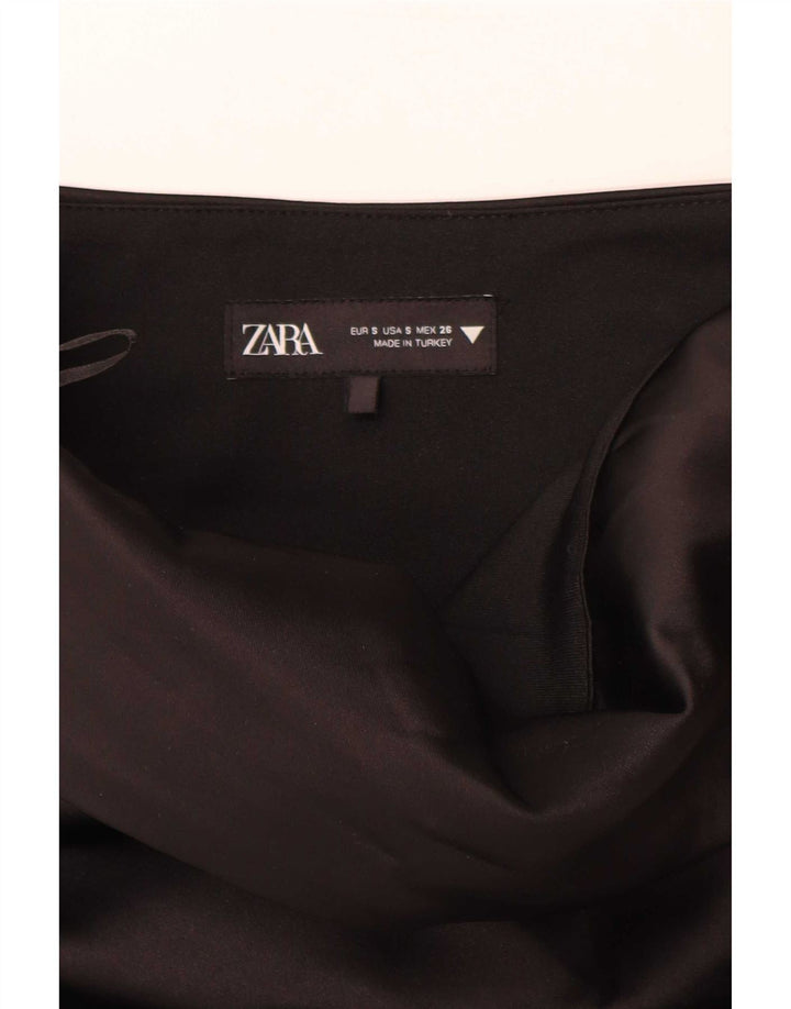 Top corto senza spalline da donna Zara UK 10 piccolo poliestere nero