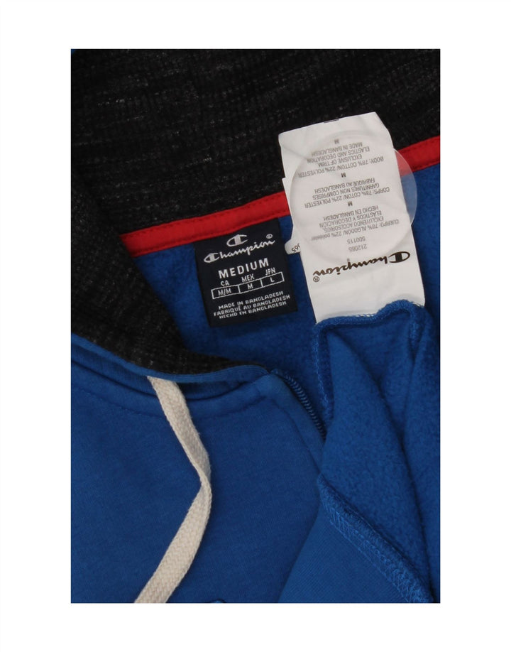 Maglione con cappuccio e zip grafica da uomo Champion in cotone blu medio
