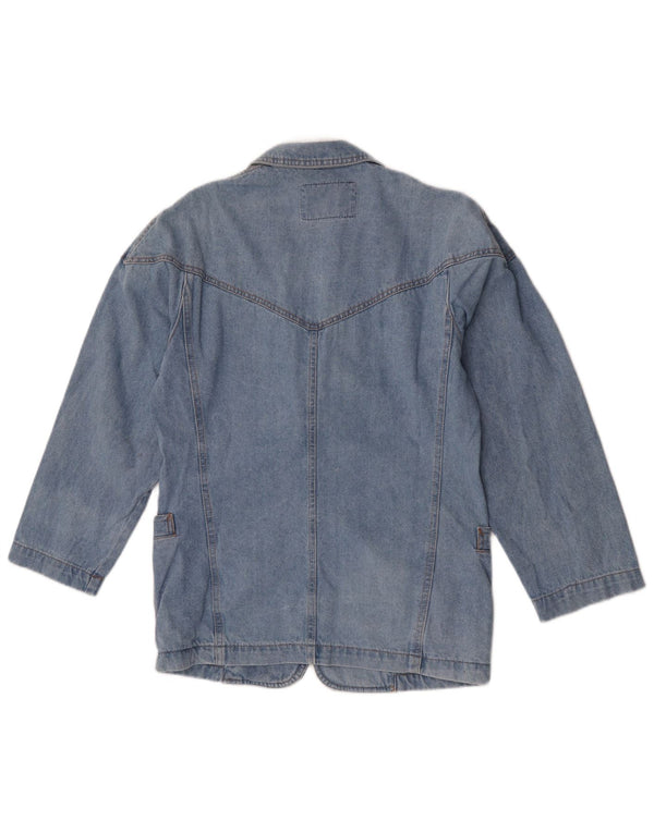 POP 84 Giacca blazer in denim a 2 bottoni da donna UK 10 piccola blu