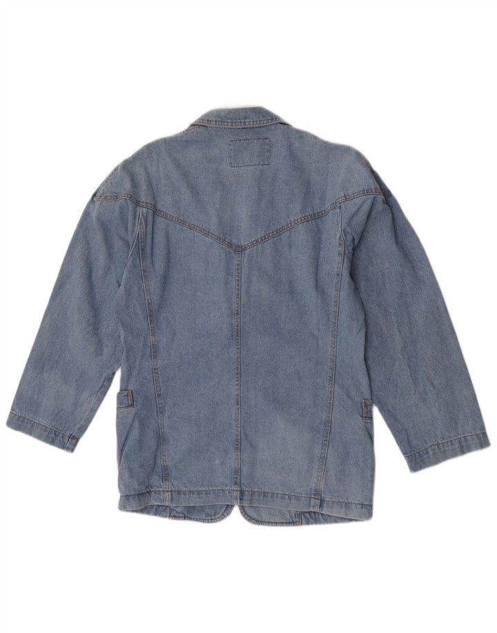 POP 84 Giacca blazer in denim a 2 bottoni da donna UK 10 piccola blu