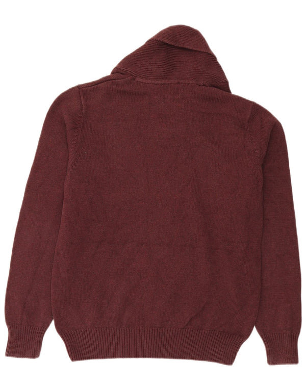 Maglione da uomo Marks & Spencer con collo a scialle in cotone bordeaux medio