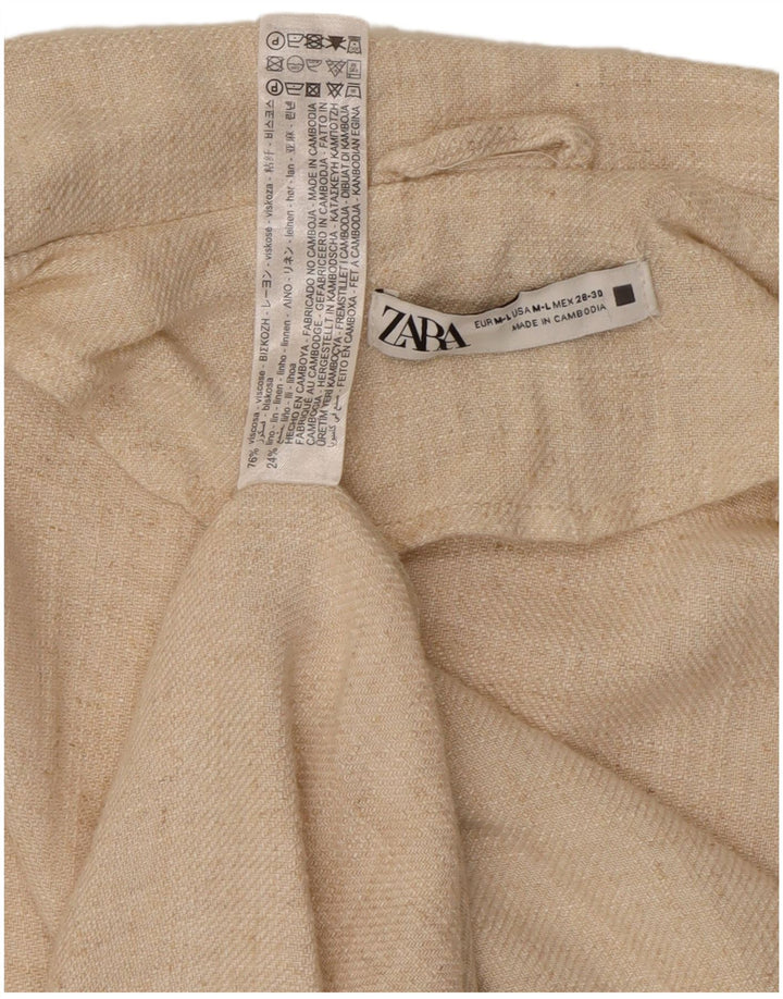 Maglione cardigan aperto a linea lunga da donna Zara UK 14 Viscosa beige medio