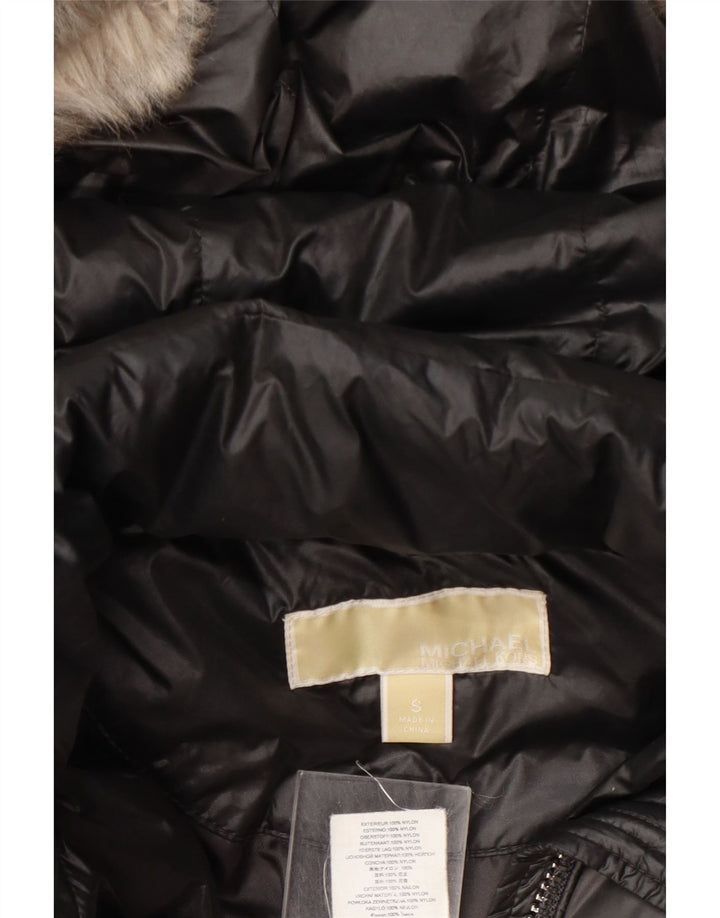 Cappotto imbottito con cappuccio da donna Michael Kors UK 10 piccolo nylon grigio